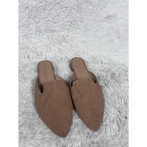 Rohb by Joyce Azria Shoes Womens Sz 12 Tan Pointed Toe Mule Slip On Flats Suede